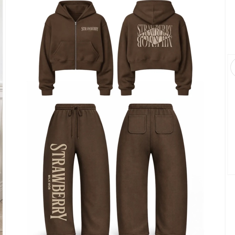 Strawberry Milk Mob - Brown Sweat Set - Picture 4 of 7